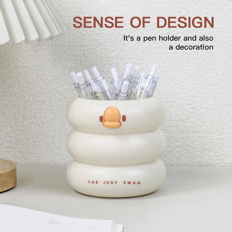Cartoon Pen Holder Desktop Pencil Organizer Makeup Brush Storage Cups Plastic Ducks Pen Bucket Pen Pencil Pot Pen Storage