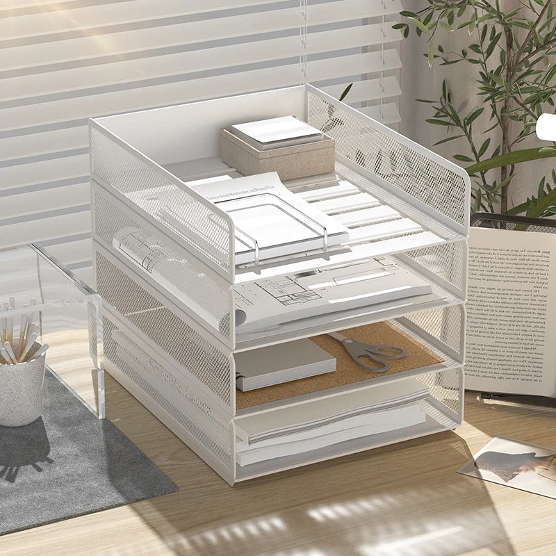 Desktop metal file tray Thickened metal tray Desktop file rack Metal file frame Office storage rack Paper storage for documents