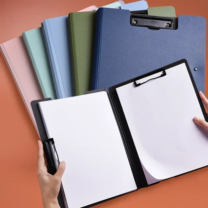 New A4 File Folder Clipboard Writing Pad Memo Clip Board Double Clips Organizer School Office Stationary