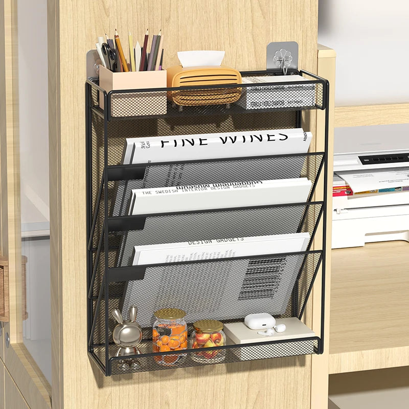 6-Tier Hanging File Organizer Office Cubicle Accessories for Work Organizer Wall Mount File Holder for Mails Folders Papers