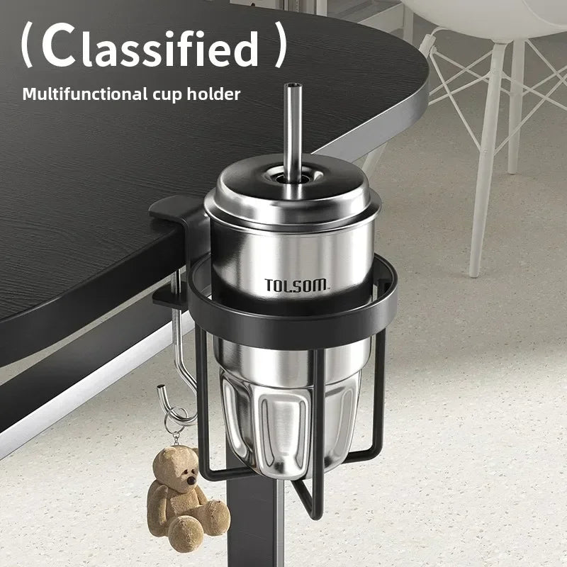 Desktop Cup Holder with Hook Tableside Teacup Fixing Clip for Easy Beverage Organization No Damage Twist Knob Installation