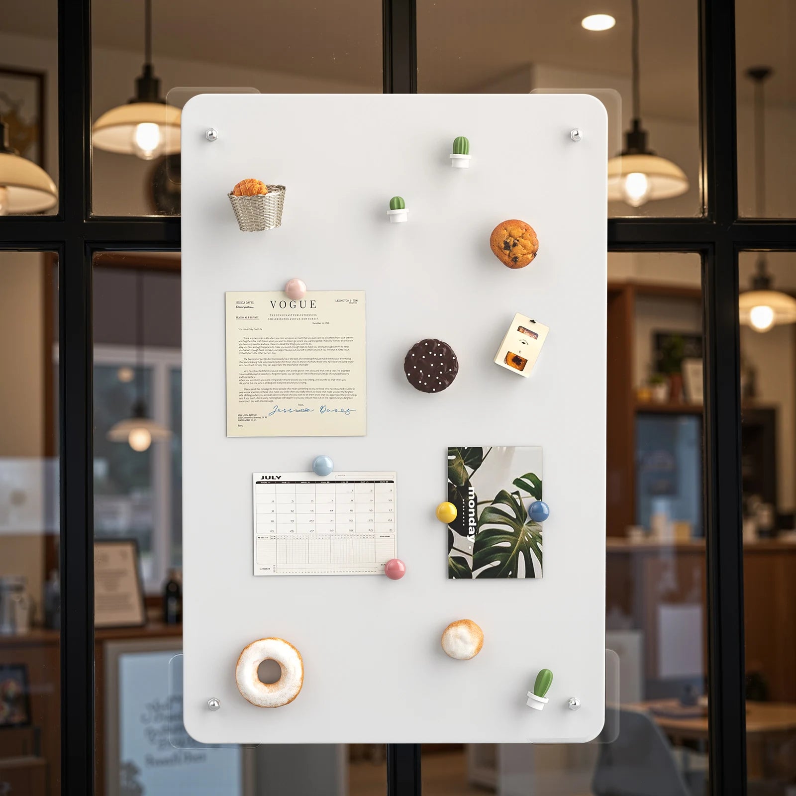 Magnetic Board for Wall  Durable Metal Bulletin Board for Home Display Souvenir Magnets, Photos & Notes,White