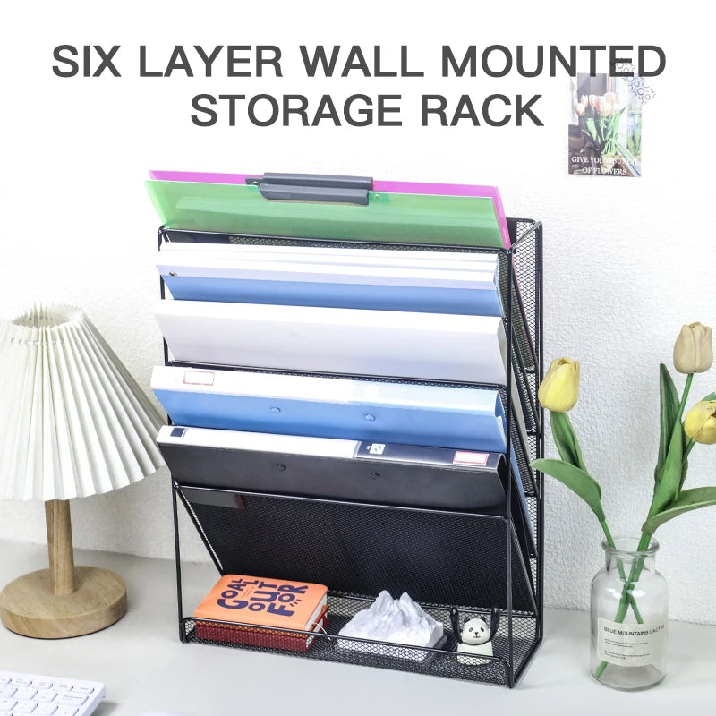 Desktop file Organizer Wall mounted file organizer, mail paper folder holder with bottom tray, suitable for office home cubicle