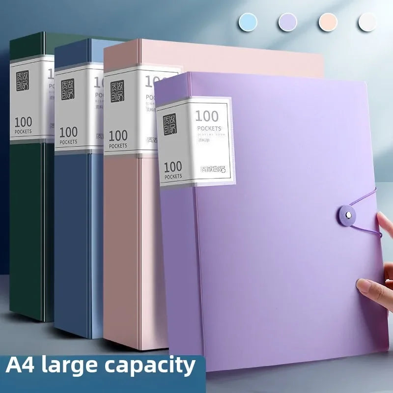A4 100 Pockets 160/Sides Display Book Paper Document Holder, Business Presentation Book Presentation Folder