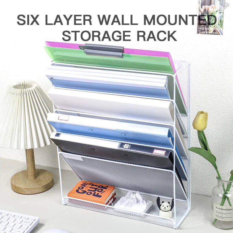 Wall file Organizer, File Rack Wall mounted mail organizer Magazine paper rack sorter for home office organization
