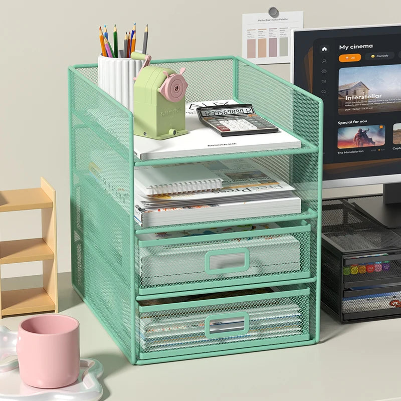 4-Tier File layering rack, desk organizer tray,File paper Letter folder stand Desktoppaper sorter Mail organization rack