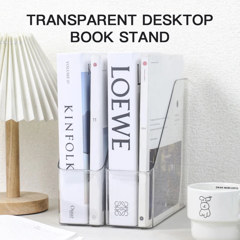 2pcs Desktop File Folder Book Magazine Holder Plastic Desk Document Paper Organizer Vertical Storage Rack Office Stand Shelf