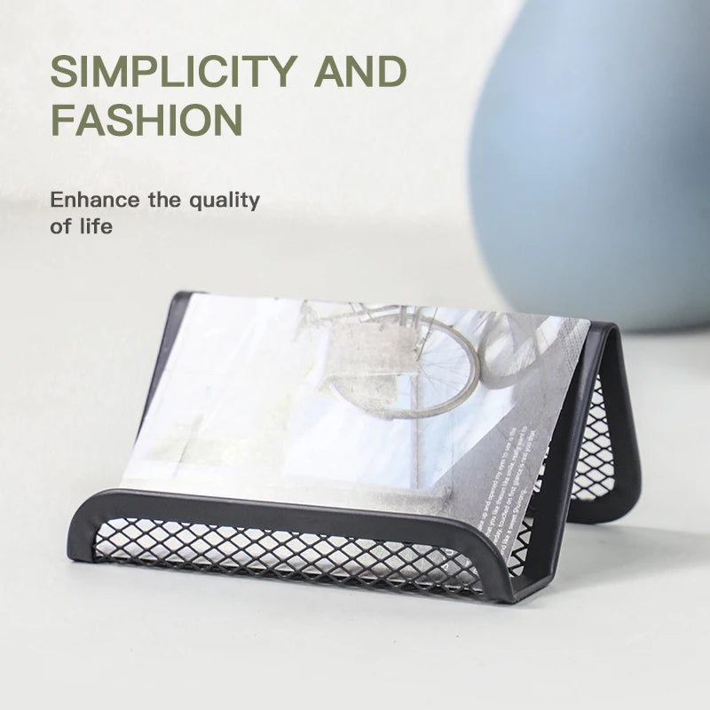 12 Pcs Black Business Card Holder Desk, Wire Mesh Business Card Holder Display, Desktop Business Card Stand, Metal Business Card