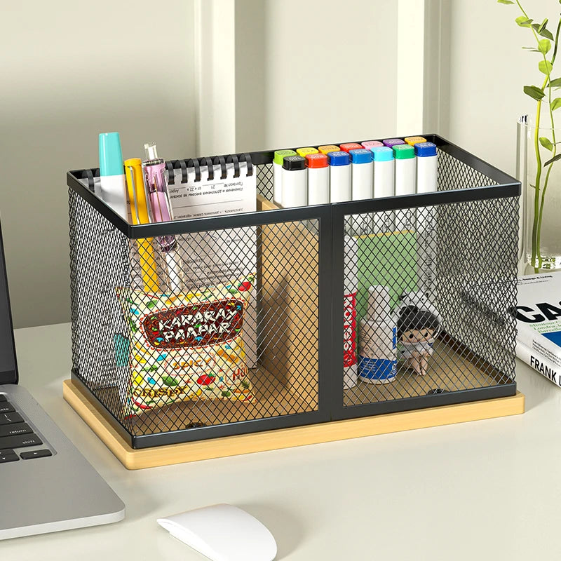 Pen holder Office desktop iron simple stationery storage box Office supplies pen bucket creative decoration student metal
