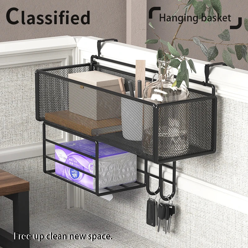 Wall Mounted Wire Baskets, Multifunctional Wire Storage Baskets for Home Office Kitchen Bathroom Laundry Living Room,Large Metal