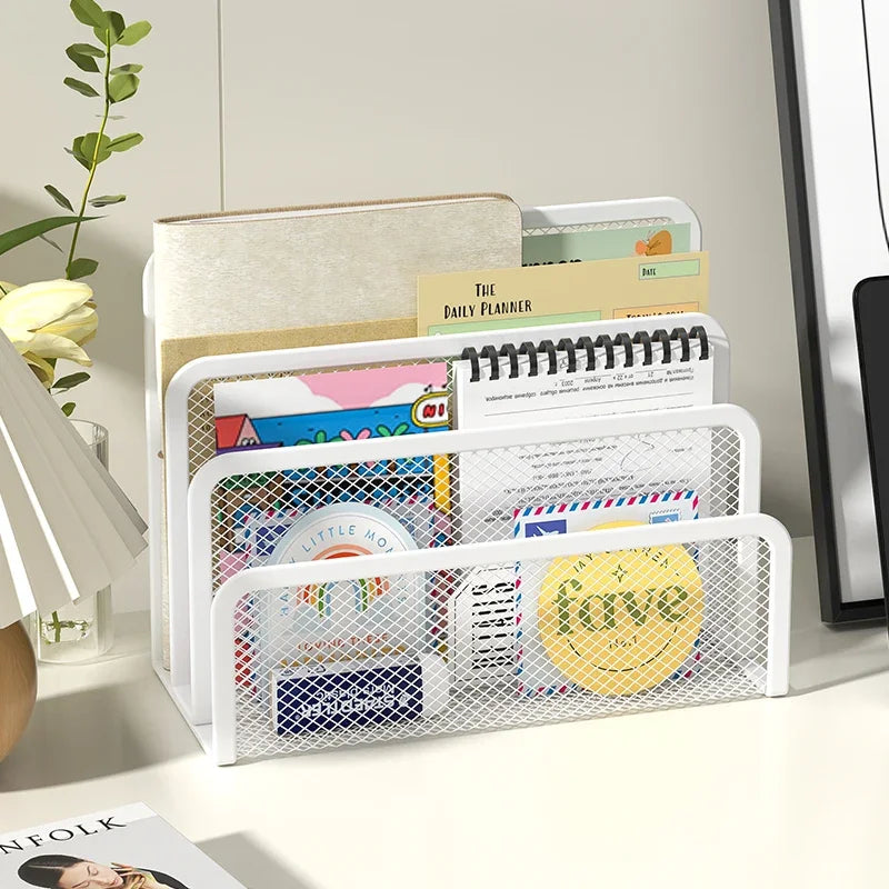 Desktop Mail Organizer Folder Mail sorter Desktop file organizer Metal mesh with 3 vertical vertical partitions