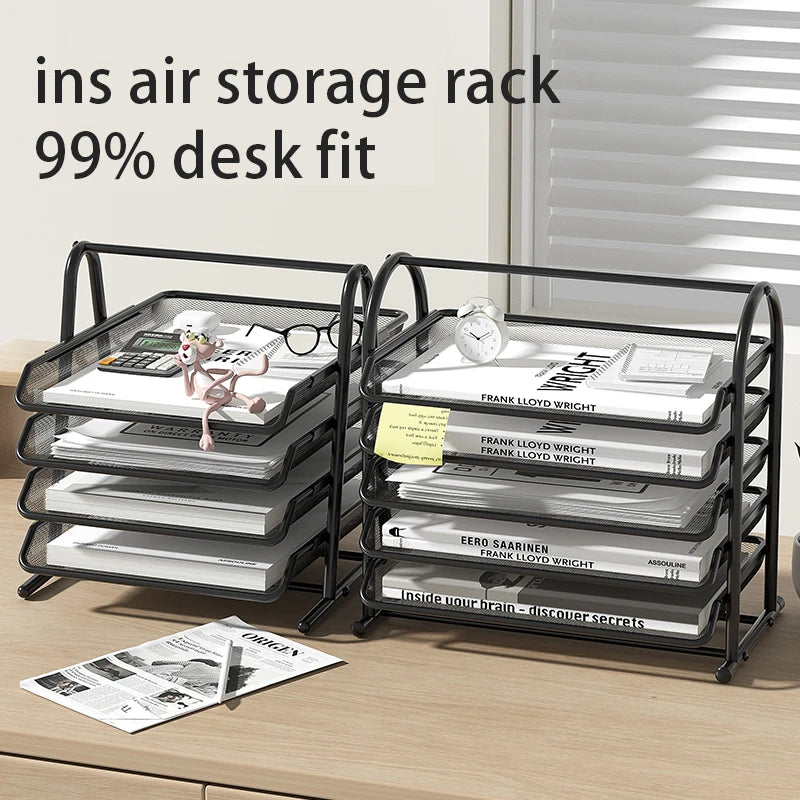 Mesh Letter Tray,Office Desk Paper Organizer with Sliding Trays for Desk Accessories, Office Supplies and File Storage, Black